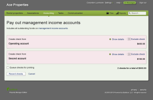 Screen to pay out funds on management income accounts