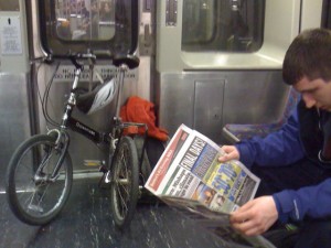 Bike in Folded Position on the Train