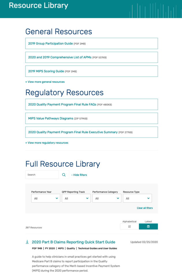 Screenshot of the new Resource Library